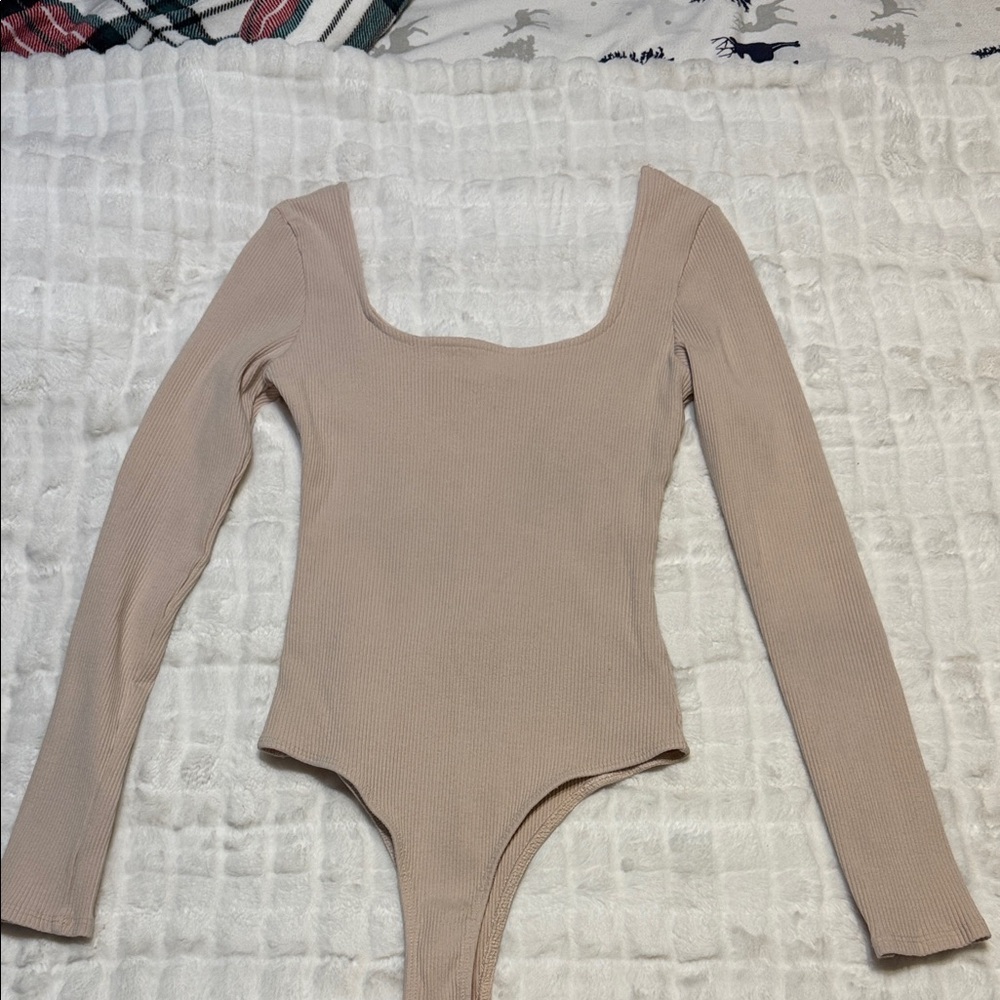 Altar'd State Cream Long Sleeve Bodysuit